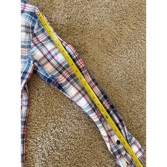 Gap Red White Blue Tattersall Plaid Women’s Heavyweight S Flannel LS Button Up. - Picture 7 of 7